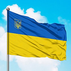 Флаг Украины с тризубом малым