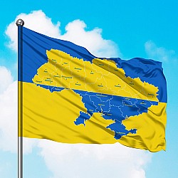 Флаг Украины с картой Украины