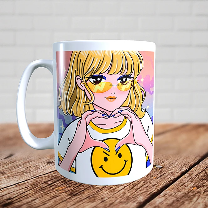 Чашка Аніме дівчина з смайликом