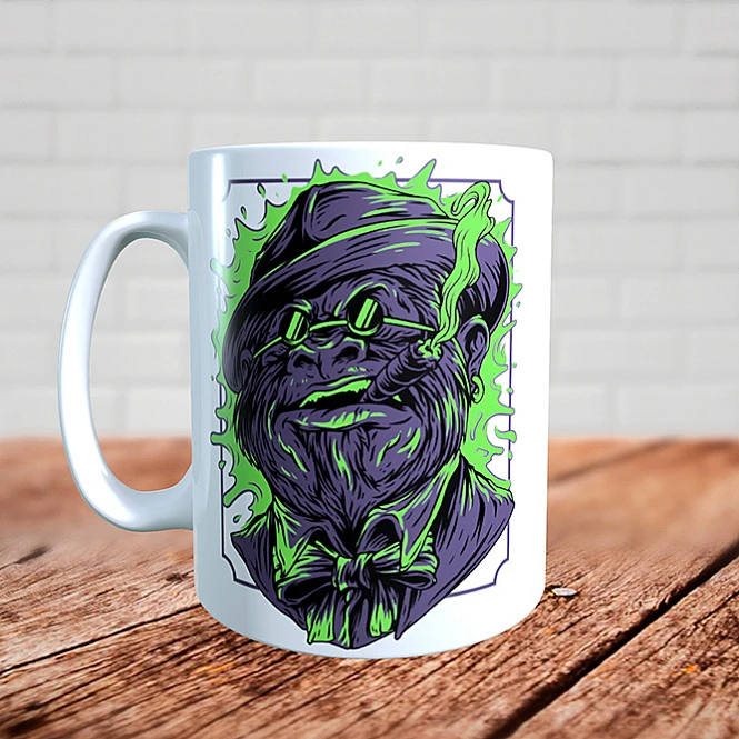 Чашка Мавпа в окулярах з сигарою Street art