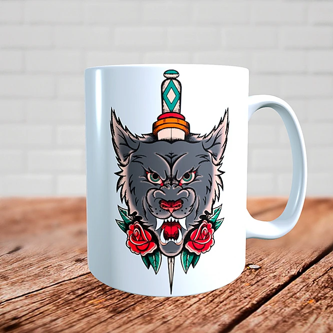 Чашка Вовк з кинджалом та трояндами