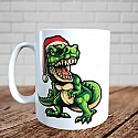 Чашка Динозавр в шапці Санта-Клауса