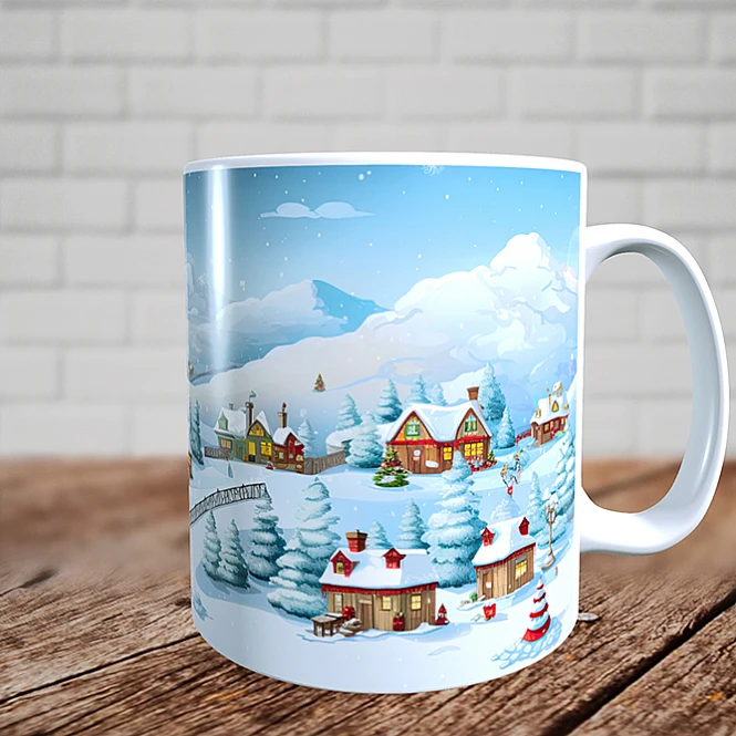 Чашка різдвяне містечко